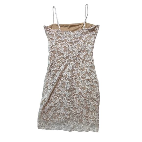 Windsor White Floral Lace Bodycon Mini Dress Spaghetti Strap Nude Lined Sz Small - Picture 2 of 11